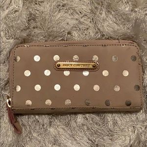 Juicy couture pink pokla dot suede wallet